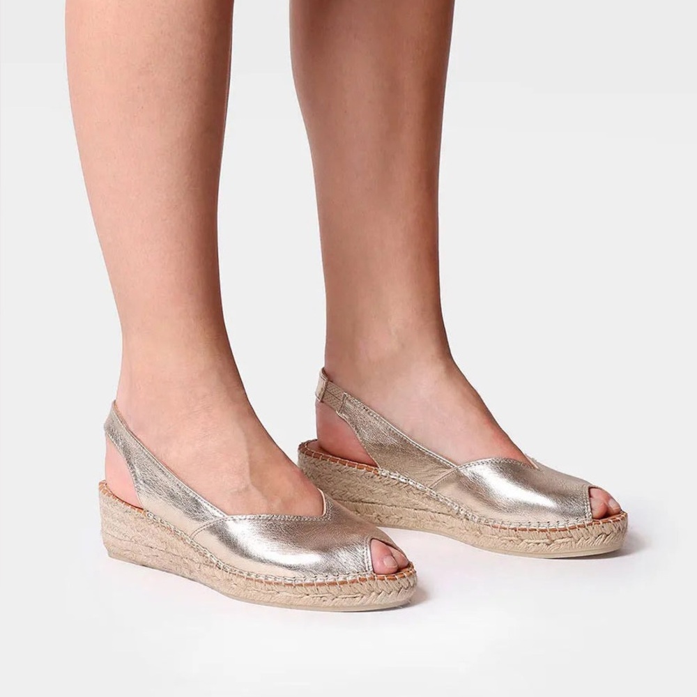 Toni Pons Bernie-P Platinum Peep Toe Espadrilles NWOB sz: 9 - Picture 4 of 16
